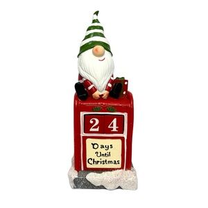 10" Red Gnome Countdown to Christmas Calendar Figurine, Cute